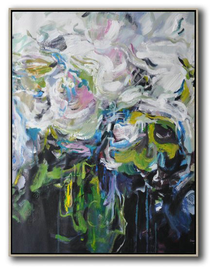 Hame Made Extra Large Vertical Abstract Flower Oil Painting #ABV0A21